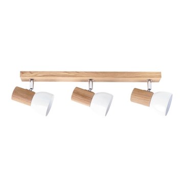 Faretto a soffitto SVENDA 3xE27/60W/230V rovere/bianco