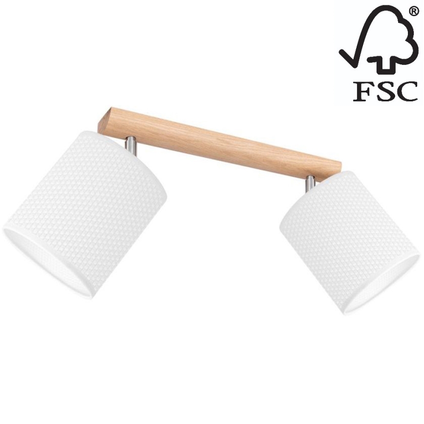 Faretto BENITA 2xE27/25W/230V bianco/quercia – FSC certificato