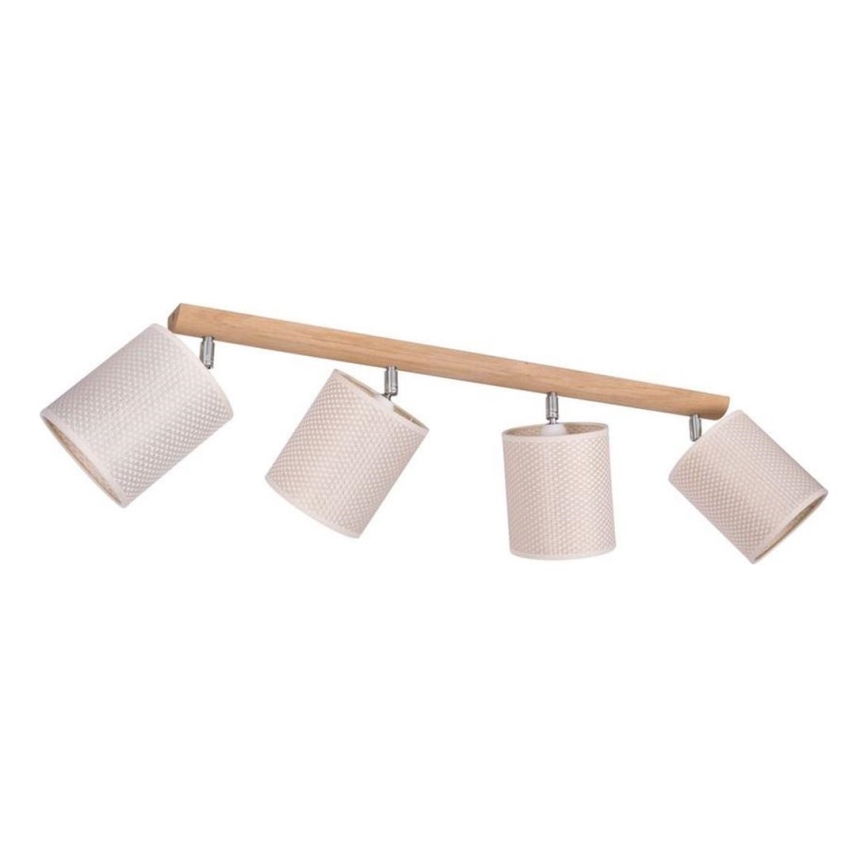 Faretto BENITA 4xE27/25W/230V color crema/quercia