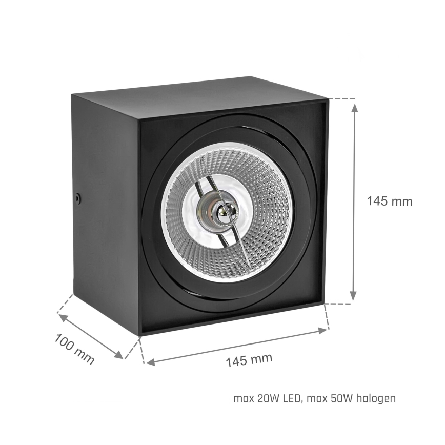Faretto CHLOE AR111 1xGU10/50W/230V quadrato nero