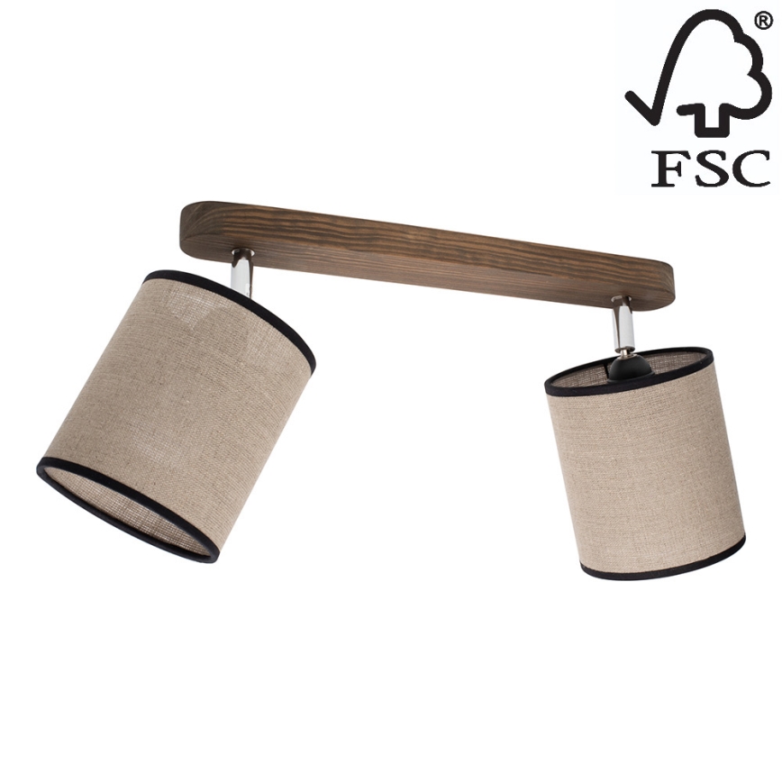 Faretto da binario NEGRO 2xE27/25W/230V noce - certificato FSC