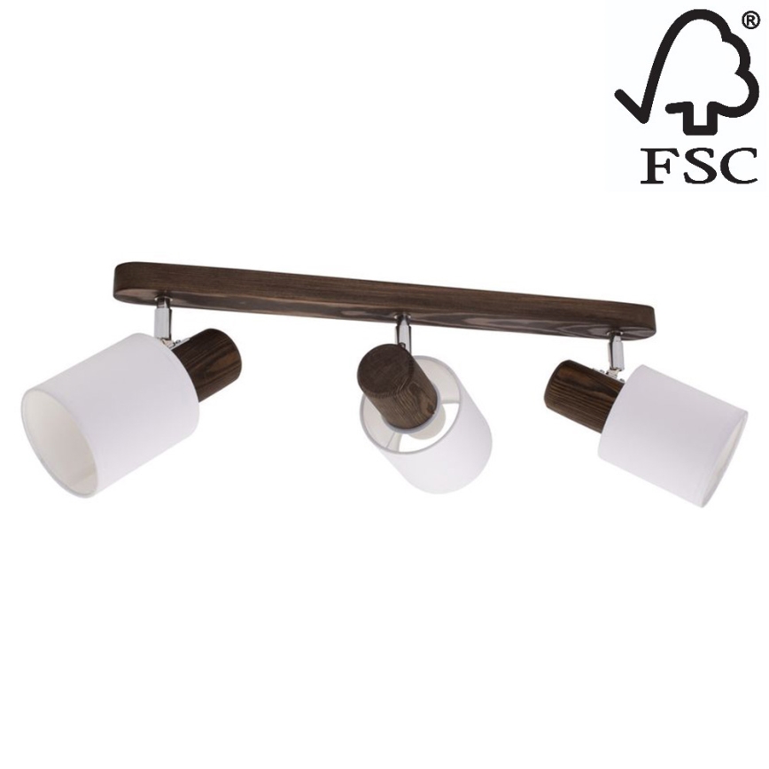 Faretto da binario TRENDY 3xE27/15W/230V noce - certificato FSC