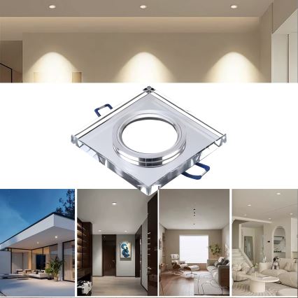 Faretto da incasso 1xGU10/MR16/10W/230V 9x9 cm cromo lucido