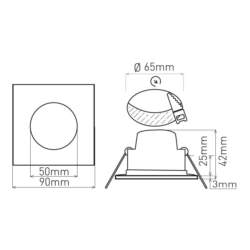Faretto da incasso per bagno BONO LED/5W/230V 3000K IP65 nero