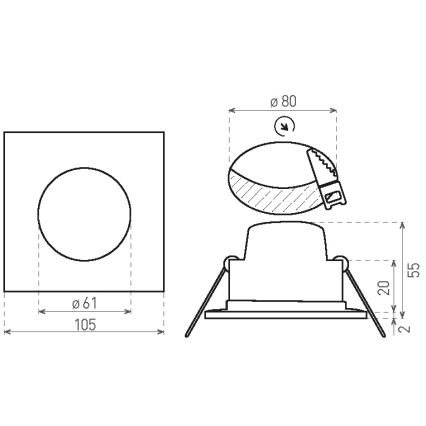 Plafoniera da incasso per bagno a LED BONO LED/8W/230V 3000K IP65 cromo opaco