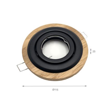 Faretto da incasso TOBBY 1xGU10/20W/230V Ø 11,5 cm rovere/nero