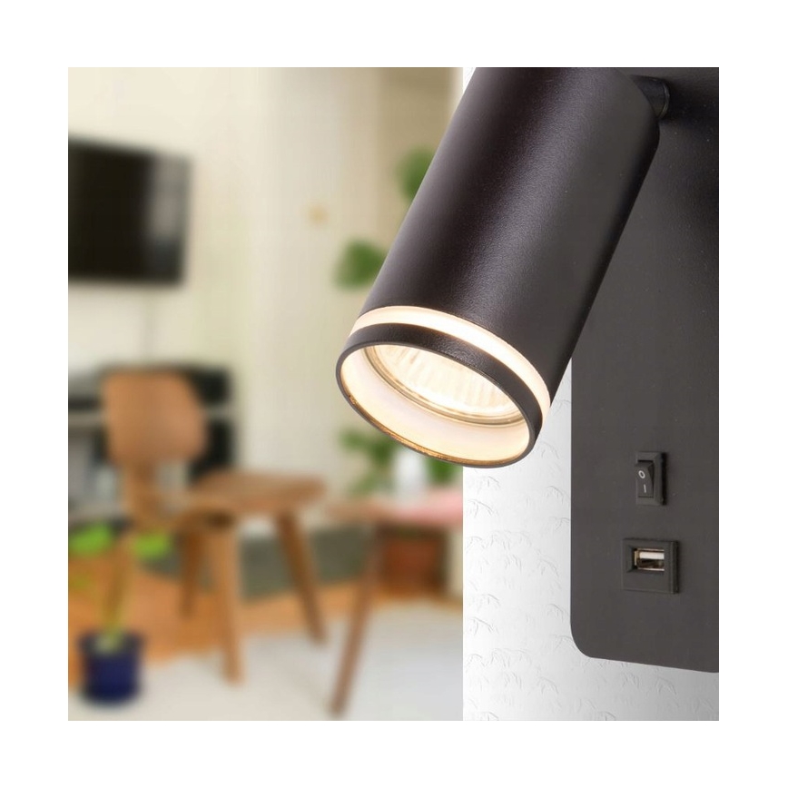 Faretto da parete 1xGU10/35W/230V USB
