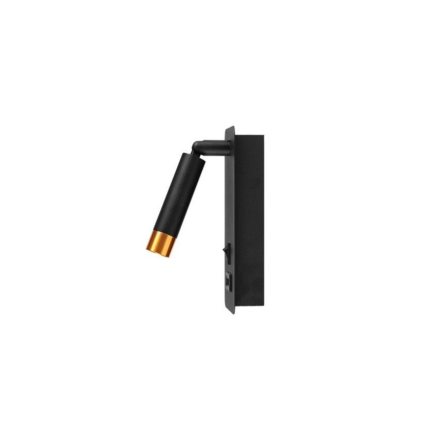 Faretto da parete con caricatore USB 1xG9/35W/230V nero/oro