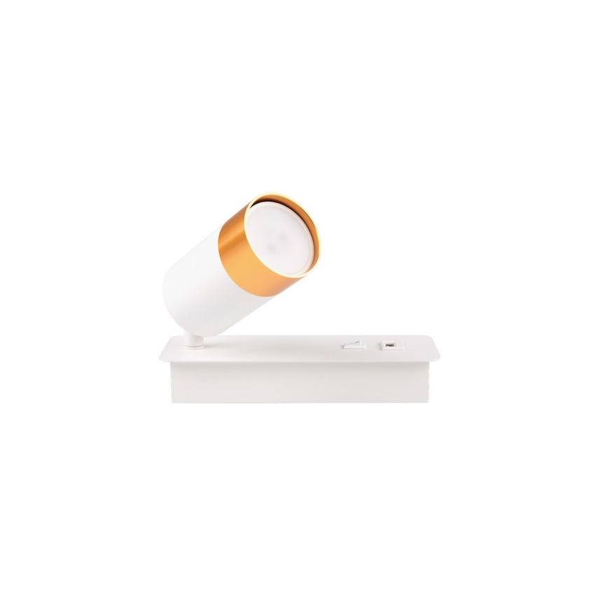 Faretto da parete con caricatore USB 1xGU10/35W/230V bianco/oro