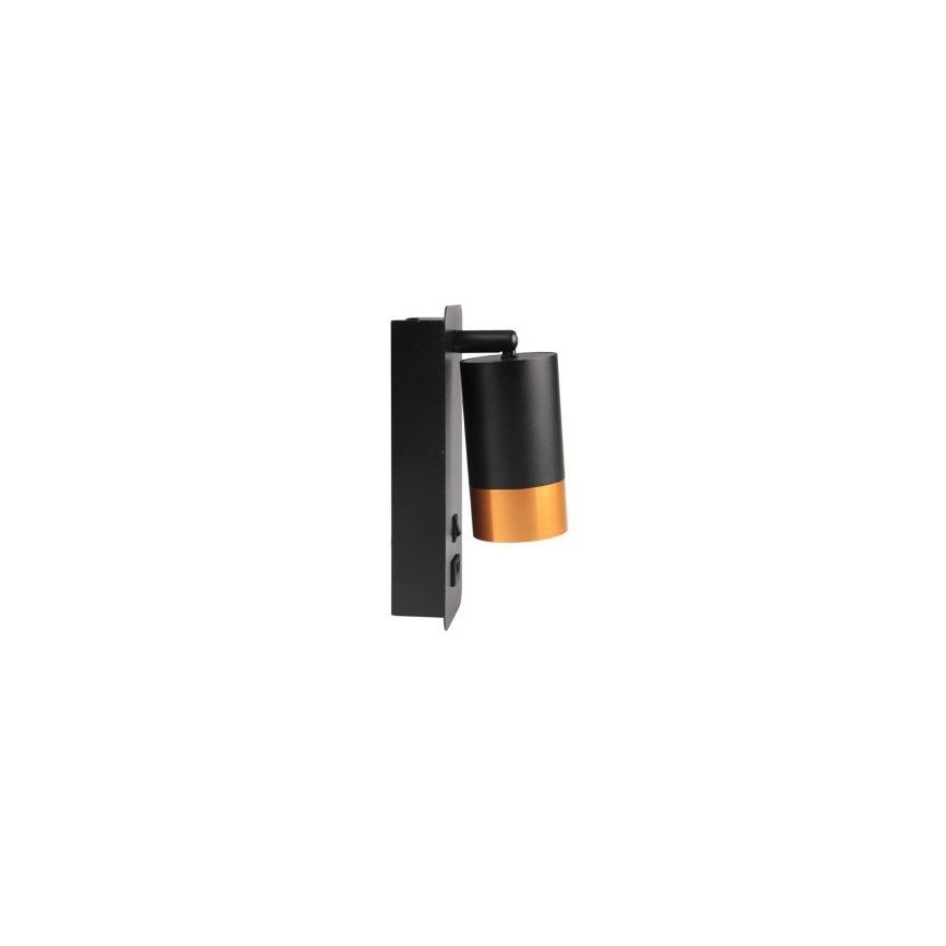 Faretto da parete con caricatore USB 1xGU10/35W/230V nero/rame