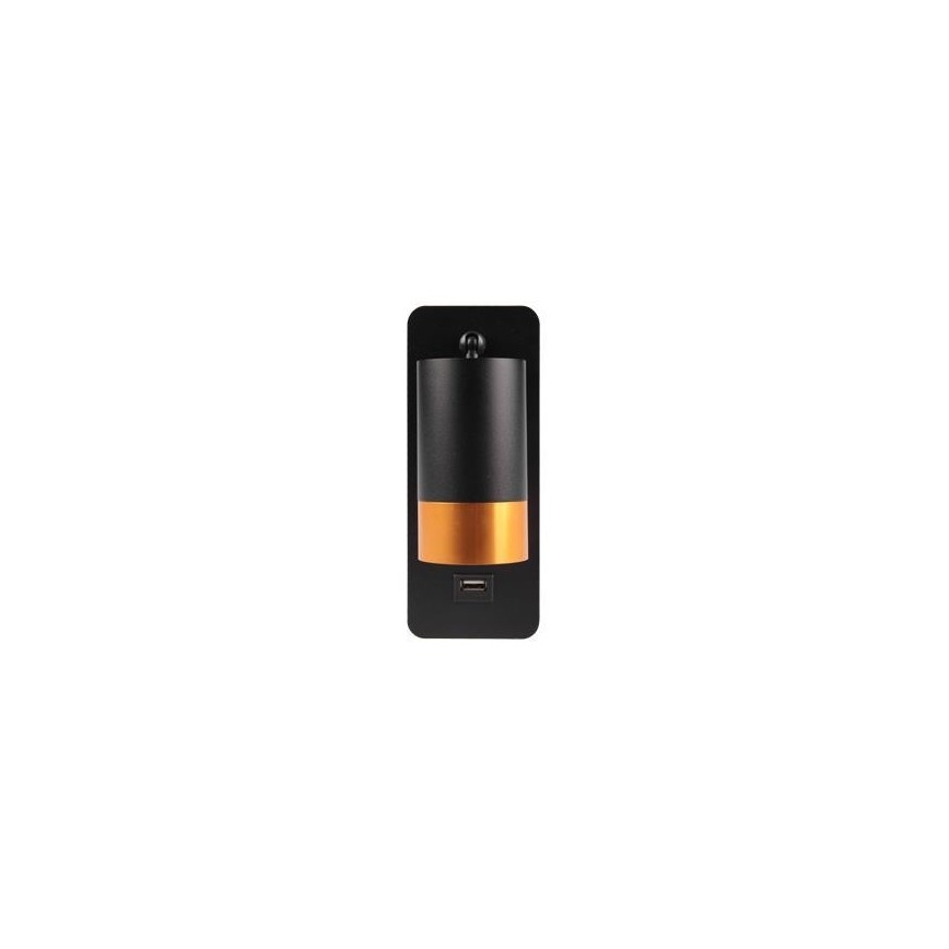 Faretto da parete con caricatore USB 1xGU10/35W/230V nero/rame