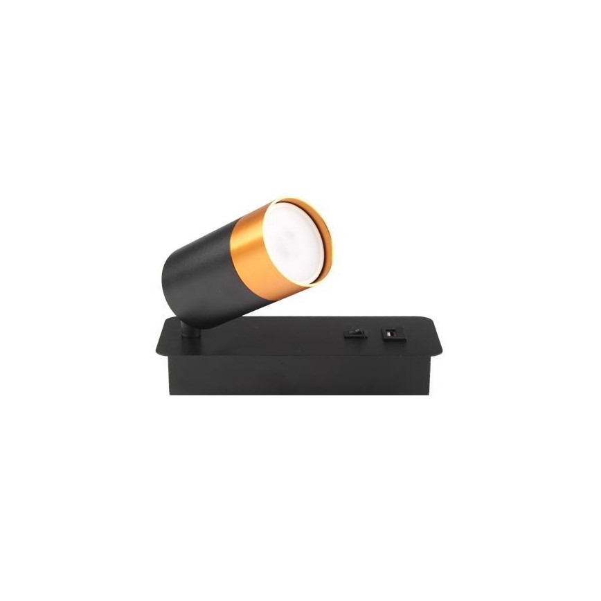 Faretto da parete con caricatore USB 1xGU10/35W/230V nero/rame