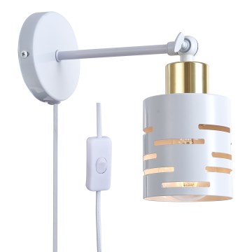 Faretto da parete con interruttore ELEN 1xE27/35W/230V bianco/oro