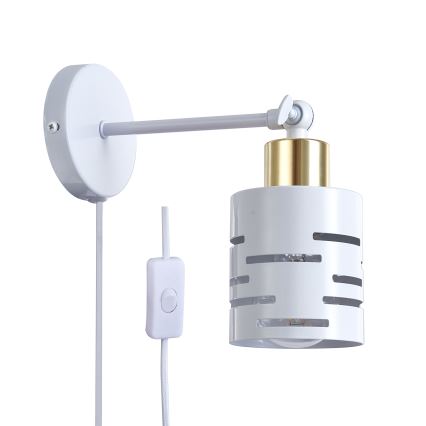 Faretto da parete con interruttore ELEN 1xE27/35W/230V bianco/oro