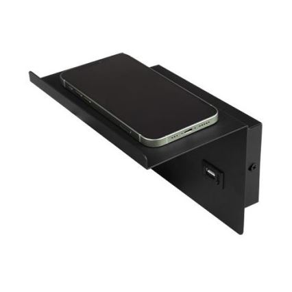 Faretto da parete con mensola e USB caricatore 1xG9/35W/230V nero/oro