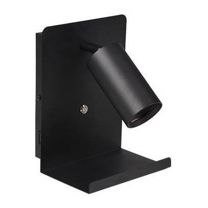 Faretto da parete con mensola e USB caricatore 1xGU10/35W/230V nero