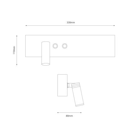 Faretto da parete LED RESORT LED/10W/230V + LED/3W, bianco, sinistro