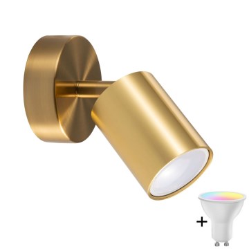 Faretto da parete LED RGBW dimmerabile GOLDIE 1xGU10/4,8W/230V 3000K dorato + telecomando