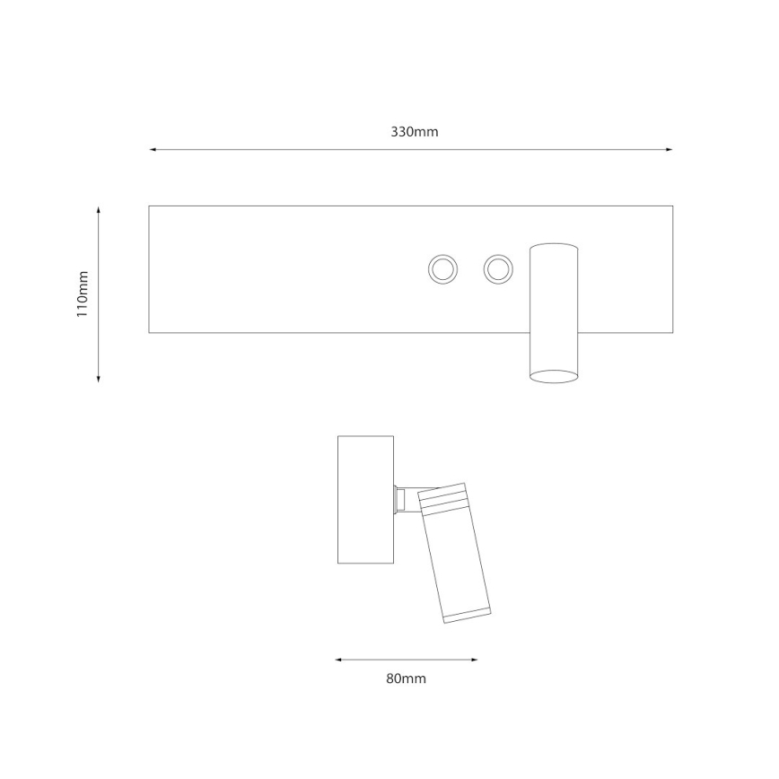 Faretto da parete orientabile LED RESORT LED/10W/230V + LED/3W, nero destro