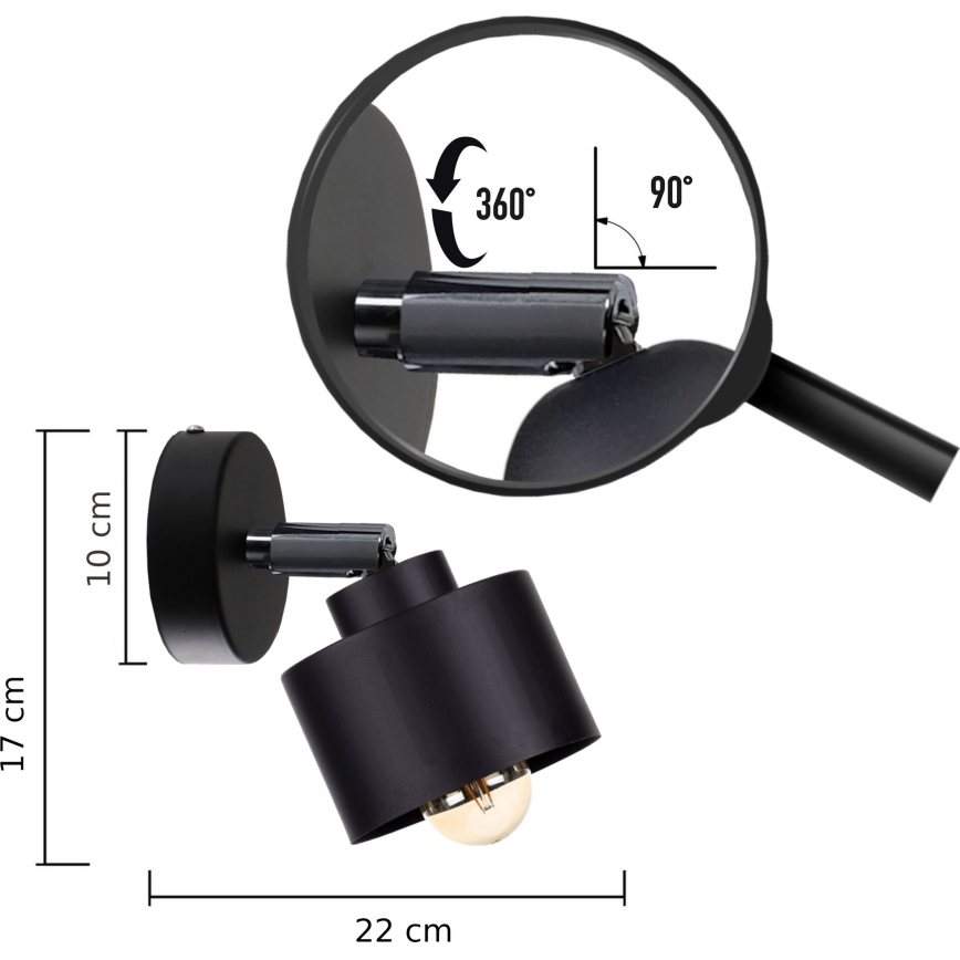 Faretto da parete SIMPLY BLACK 1xE27/60W/230V