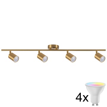 Faretto dimmerabile LED RGBW GOLDI 4x GU10/4,8W/230V 3000K, finitura oro + telecomando