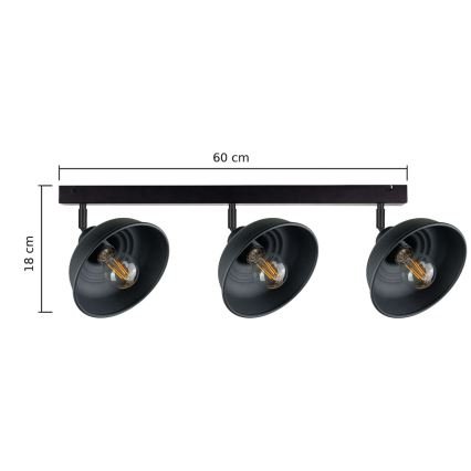 Faretto FAUN 3xE27/60W/230V nero