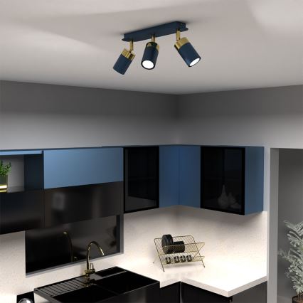 Faretto JOKER 3xGU10/25W/230V blu/oro