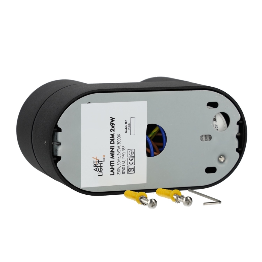 Faretto LED dimmerabile LAHTI MINI 2xLED/9W/230V 3000K CRI 90 nero