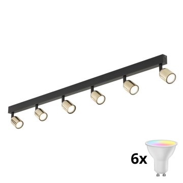 Faretto LED RGBW dimmerabile TOP 6xGU10/6,5W/230V 2700-6500K nero/oro