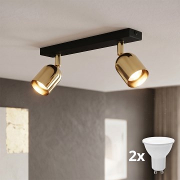 Faretto LED TOP 2xGU10/10W/230V nero/oro