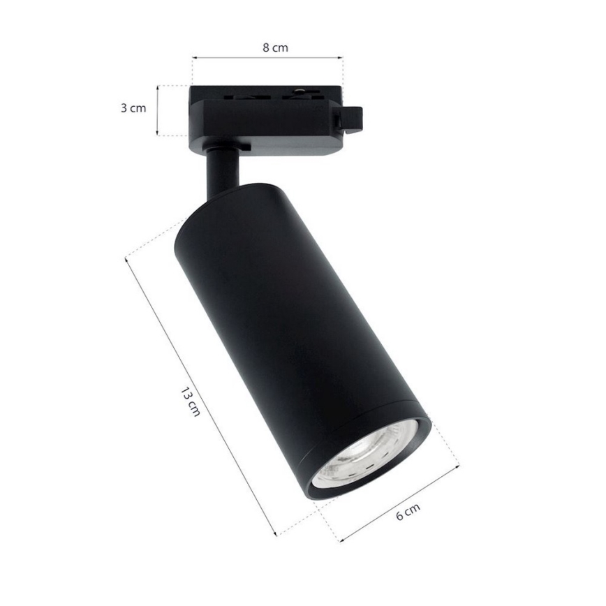 Faretto MICA per sistema a binario 1xGU10/25W/230V Monofase nero