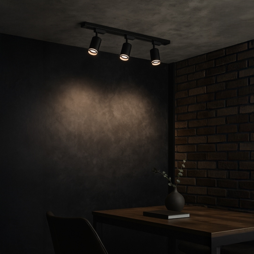 Faretto nel sistema a binario PIPE 3xGU10/10W/230V nero