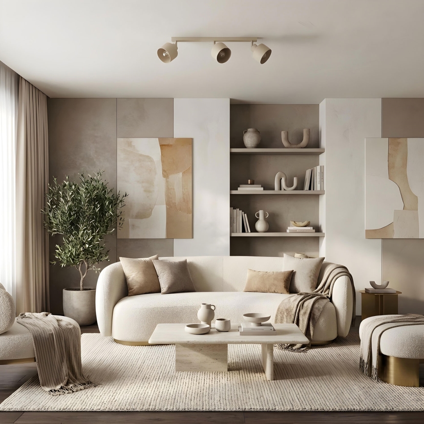 Faretto PARKLA 3xE27/15W/230V beige