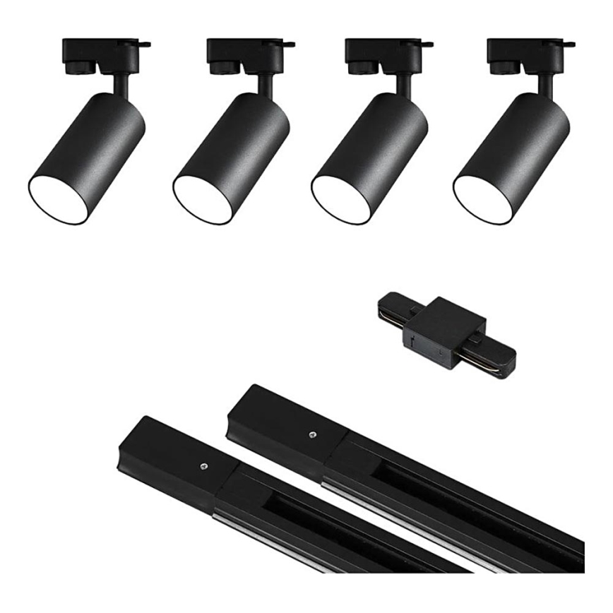 Faretto per sistema a binario 4xGU10/25W/230V nero