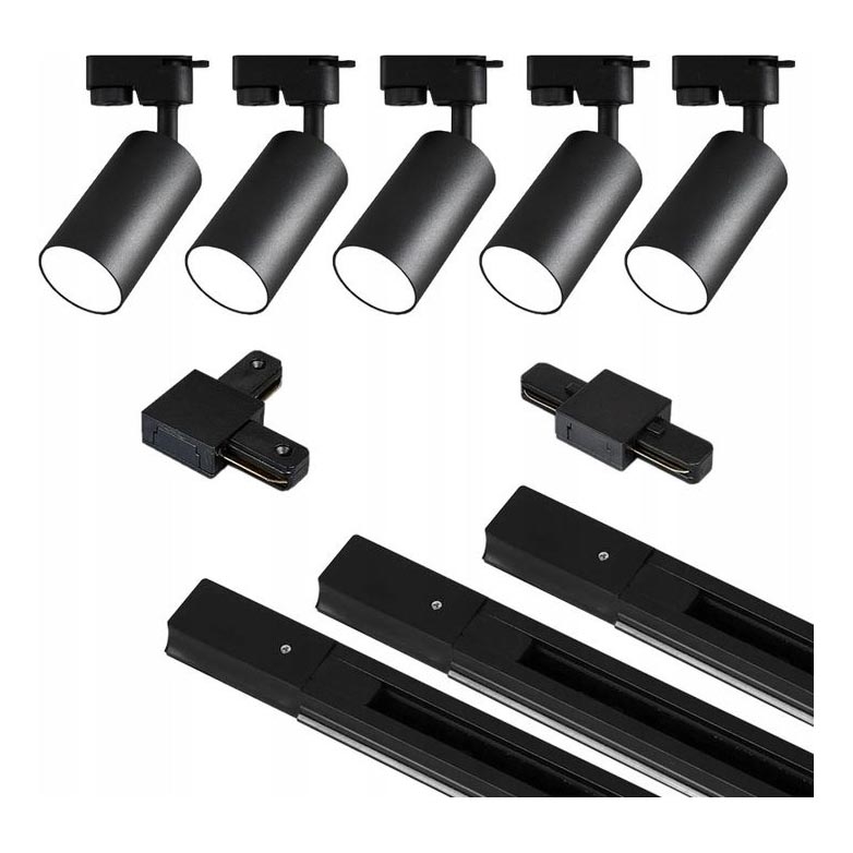 Faretto per sistema a binario 5xGU10/25W/230V nero