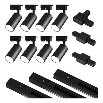 Faretto per sistema a binario 8xGU10/25W/230V nero