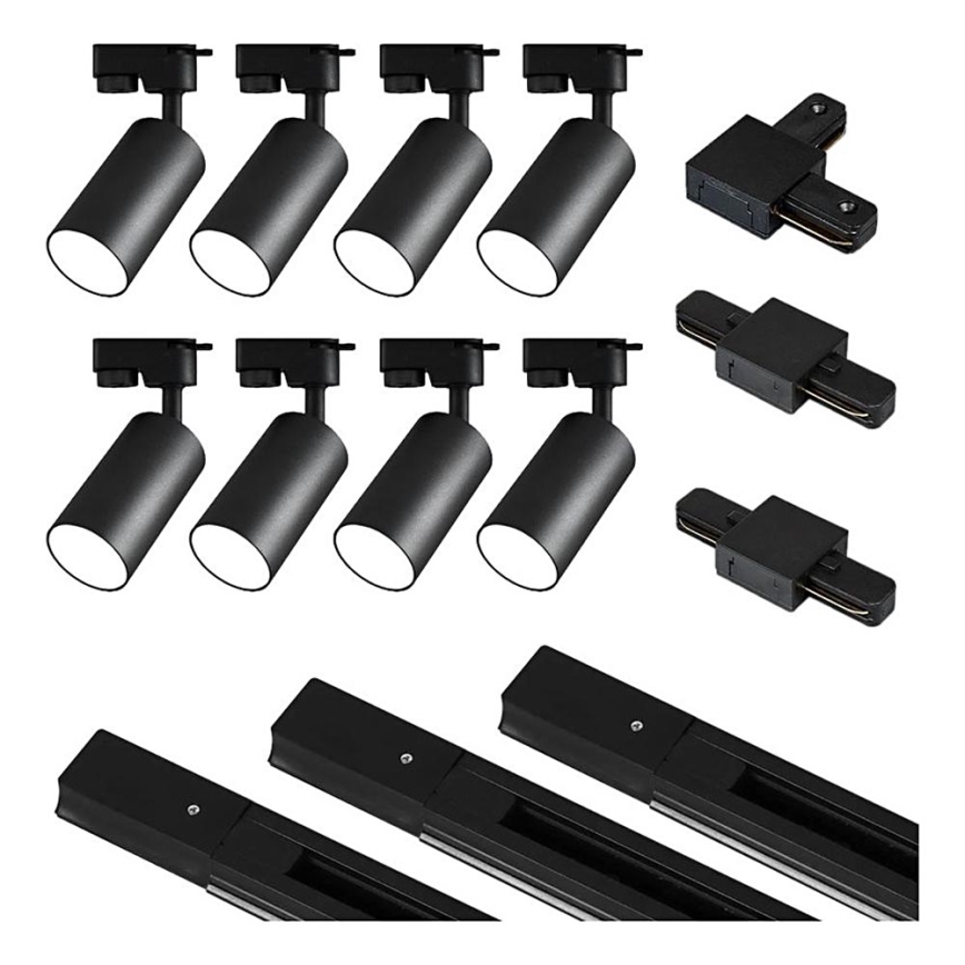 Faretto per sistema a binario 8xGU10/25W/230V nero