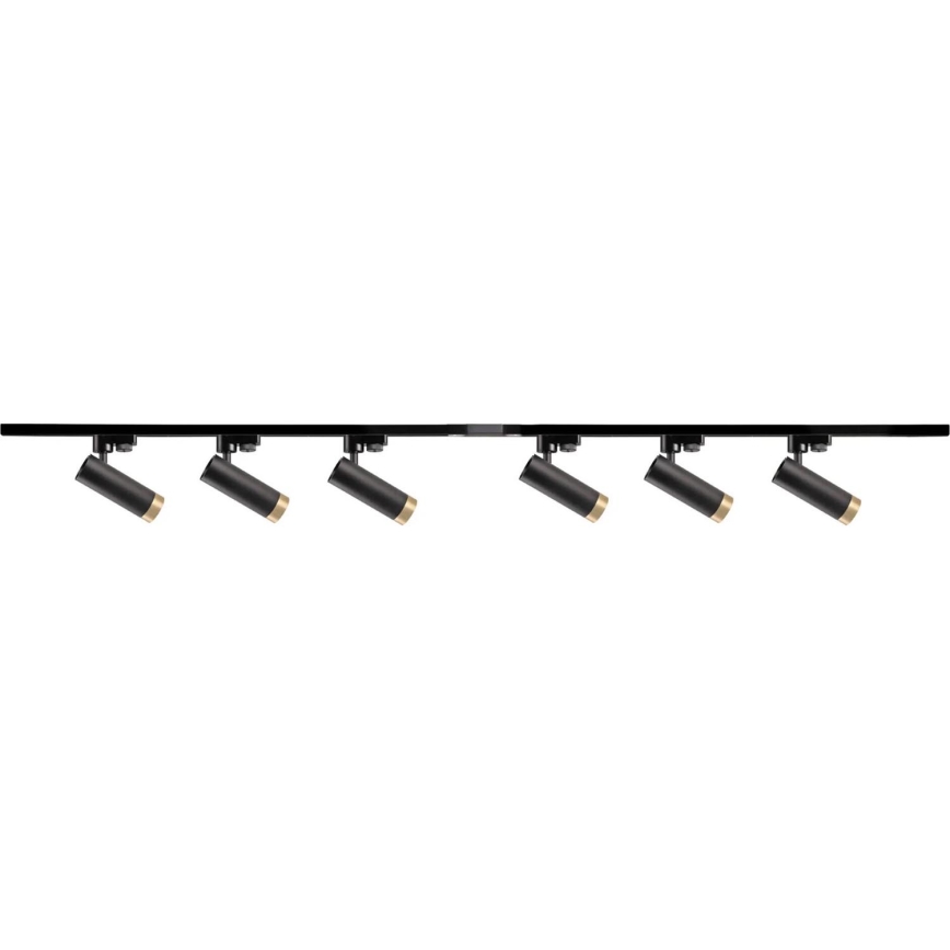 Faretto per sistema a binario FADO 6xGU10/10W/230V + 2x1 m sistema a binario nero