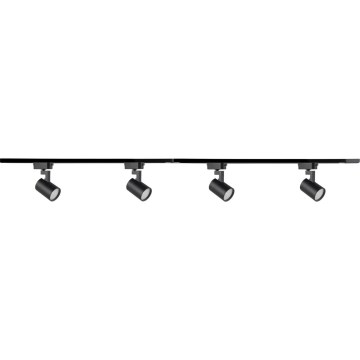 Faretto per sistema a binario LYNX 4xGU10/10W/230V + 2 x 75 cm sistema a binario nero