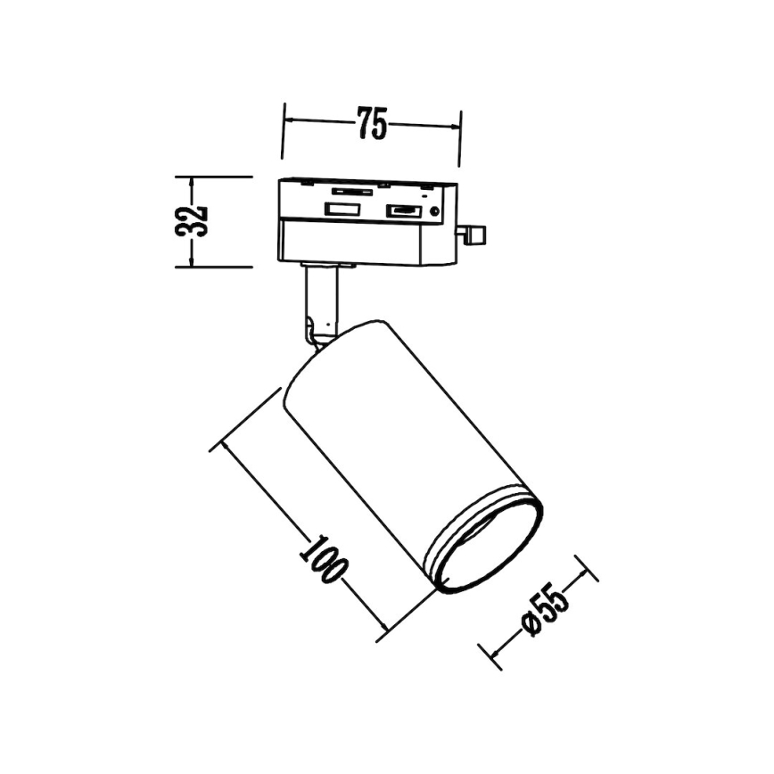Faretto per sistema a binario monofase PIPE 1xGU10/10W/230V nero