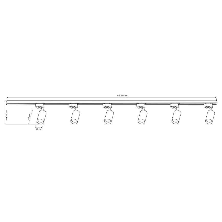 Faretto per sistema a binario PARIGI 6xGU10/10W/230V + 2x1 m rotaia sistema bianco