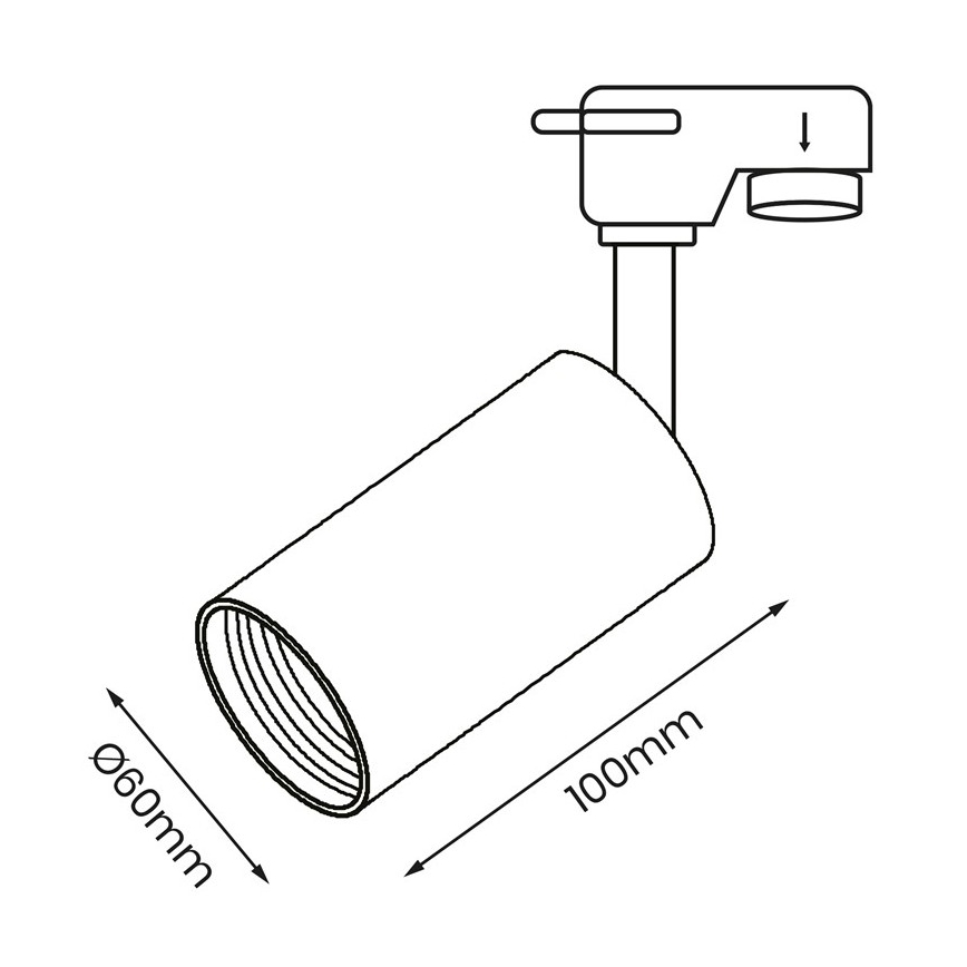 Faretto per sistema a binario PIPE 1xGU10/25W/230V nero