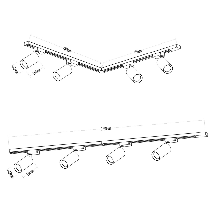 Faretto per sistema a binario PIPE 4xGU10/10W/230V bianco