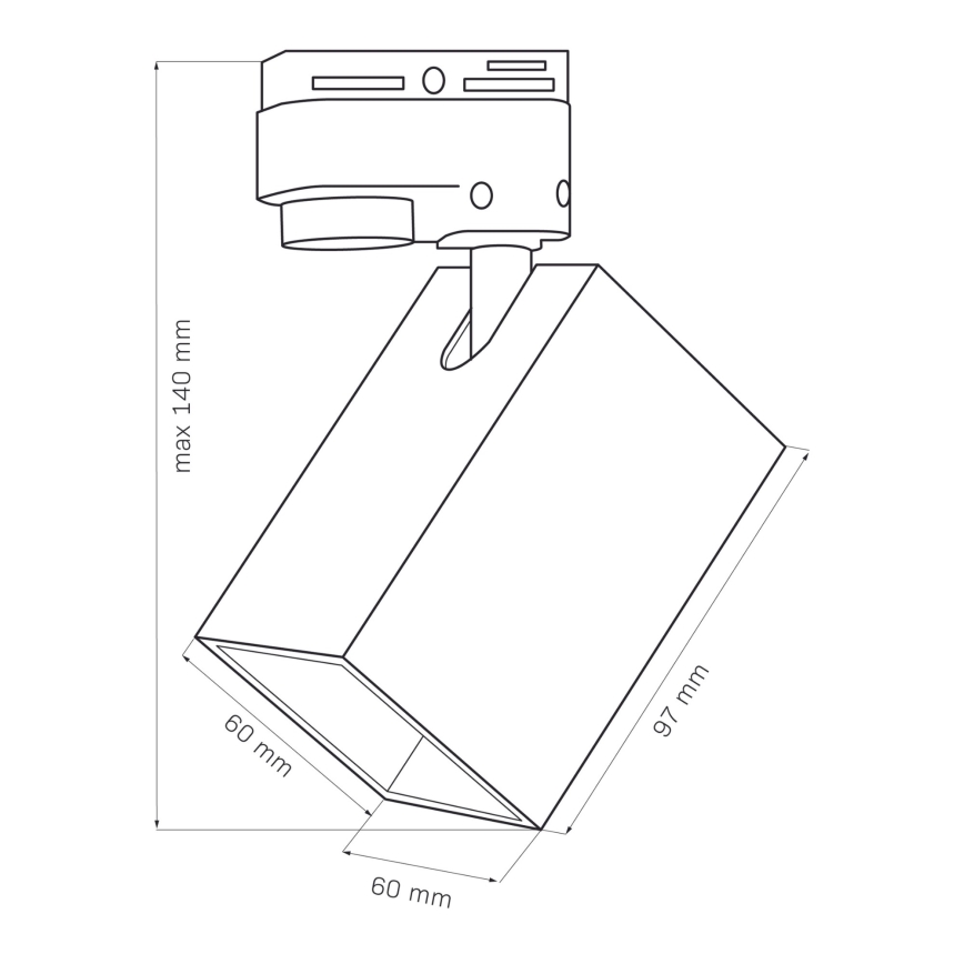 Faretto per sistema a binario SQUARE 1xGU10/10W/230V nero