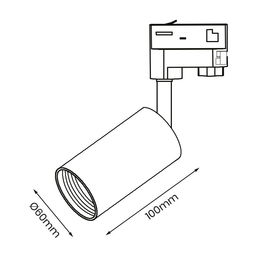 Faretto per sistema a binario trifase PIPE 1xGU10/25W/230V bianco