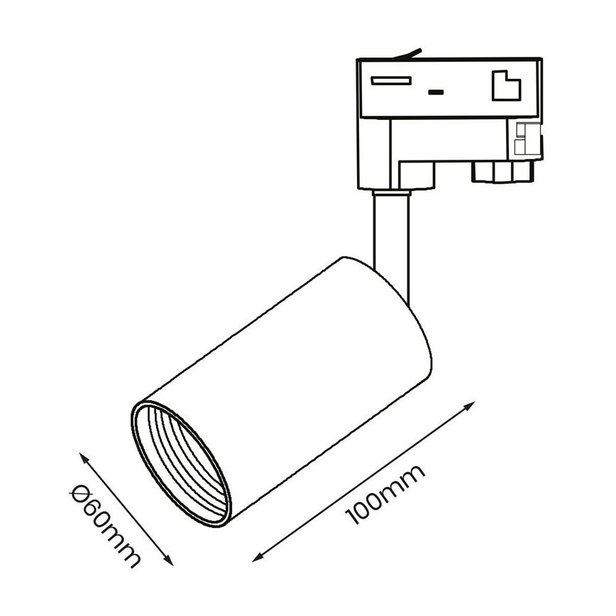 Faretto per sistema a binario trifase PIPE 1xGU10/25W/230V nero