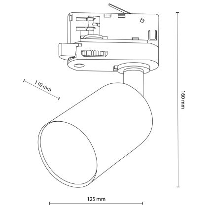 Faretto per sistema a binario trifase TOP 1xGU10/10W/230V nero