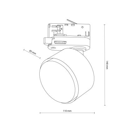 Faretto per sistema a binario trifase TRACER 1xGX53/11W/230V nero