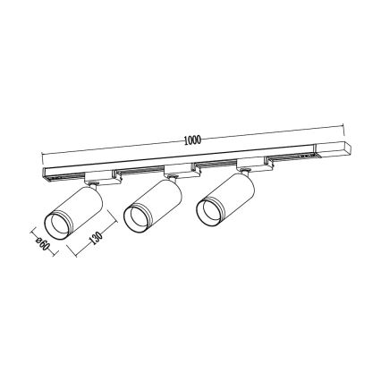 Faretto per sistema binario PIPE 3x GU10/10W/230V bianco