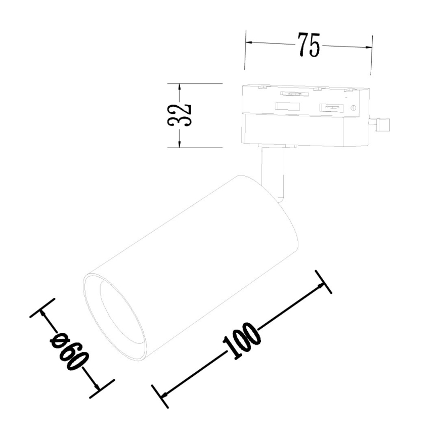 Faretto per sistema ferroviario monofase PIPE 1xGU10/10W/230V nero